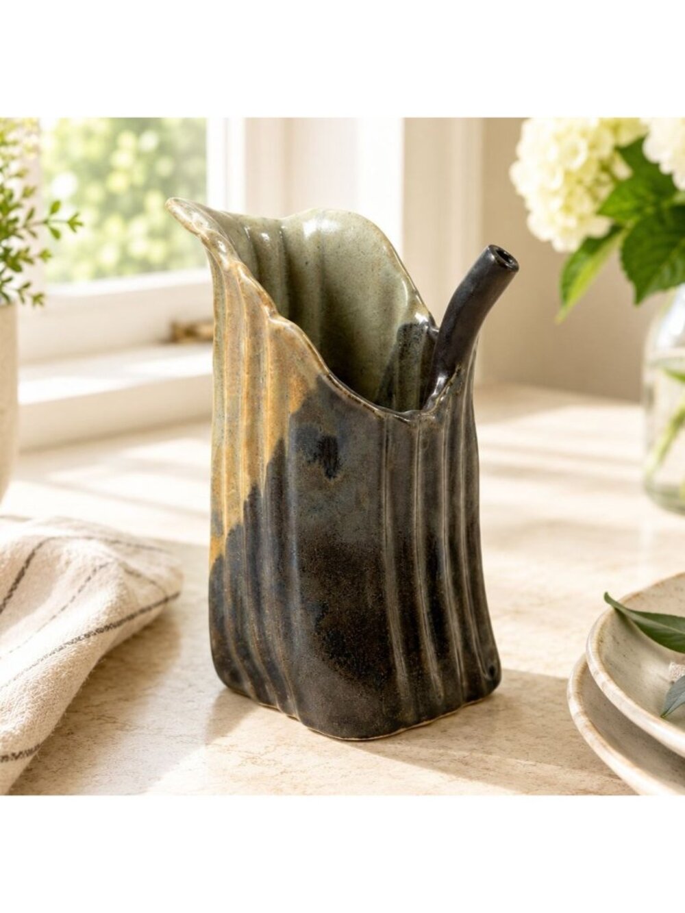 Artisan‎ Ceramic Mate Cup With Built In Straw Unique Pottery Sipping Mug